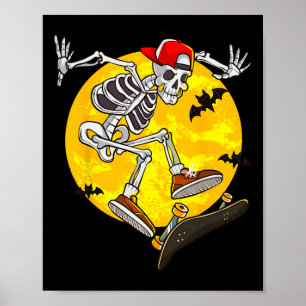 Skateboard Skeleton Funny Halloween Costume Skate  Poster