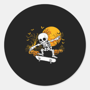 Skateboard Skeleton Halloween Skateboarding Skater Classic Round Sticker