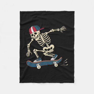 Skateboard Skeleton Halloween Skateboarding Skater Fleece Blanket
