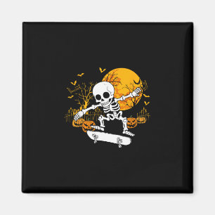 Skateboard Skeleton Halloween Skateboarding Skater Magnet