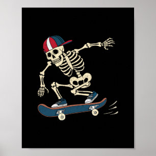 Skateboard Skeleton Halloween Skateboarding Skater Poster