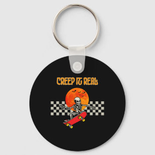 Skateboard Skeleton Halloween Skeleton Horror Mons Key Ring