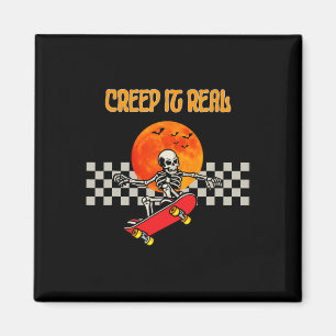 Skateboard Skeleton Halloween Skeleton Horror Mons Magnet