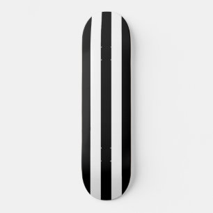 Skateboard Solid Black & White Stripe