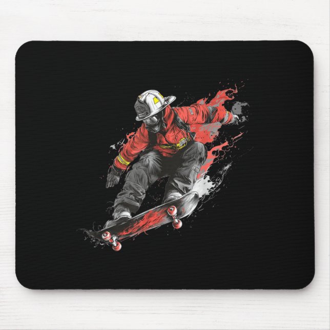 Skateboard Stunts with This Cool Firefighter Mouse Mat (Front)