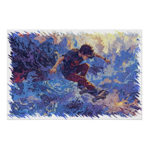 Skateboard Surfing - Skateboarder Poster