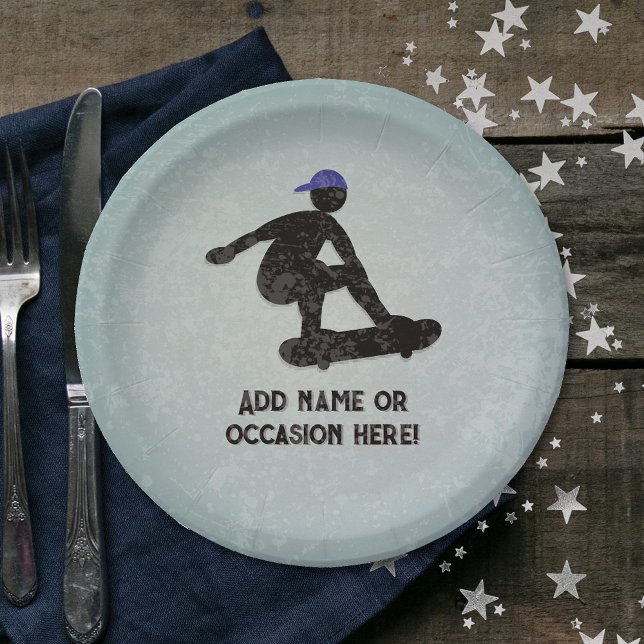 Skateboard theme - teens / young men birthday  paper plate (Creator Uploaded)