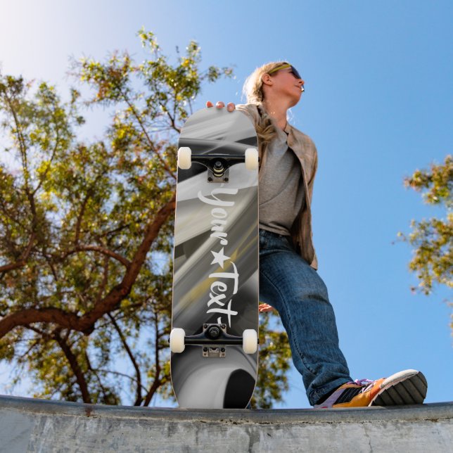 Skateboard Trend Abstract Art Black White Gold  (Outdoor 1)