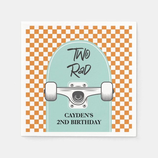 Skateboard Two Rad 2nd Birthday Napkin (Front)