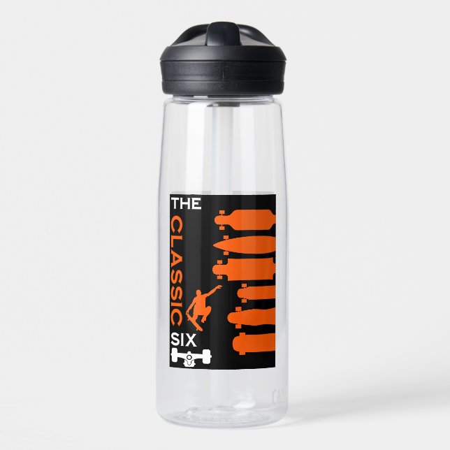 Skateboard Types Water Bottle (Front)