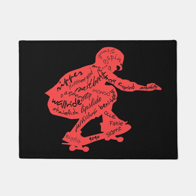 Skateboard Typography - Room Decor Doormat (Front)