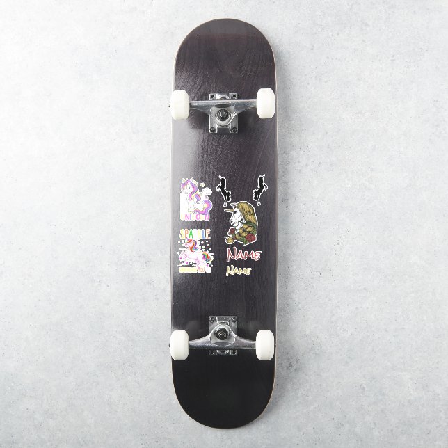 Skateboard  Unicorns Custom-Cut Vinyl Sticker (Skateboard)