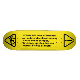skateboard warning label with pictograms
