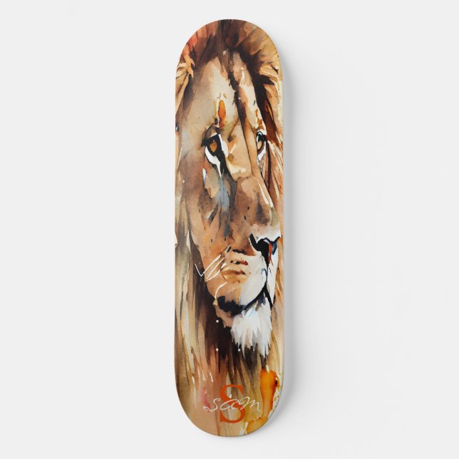 skateboard Watercolor Golden Lion King (Front)