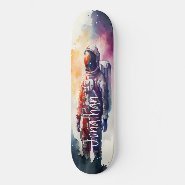 Skateboard Watercolor Mars Astronaut  (Front)
