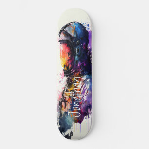 Skateboard Watercolor Spaceman
