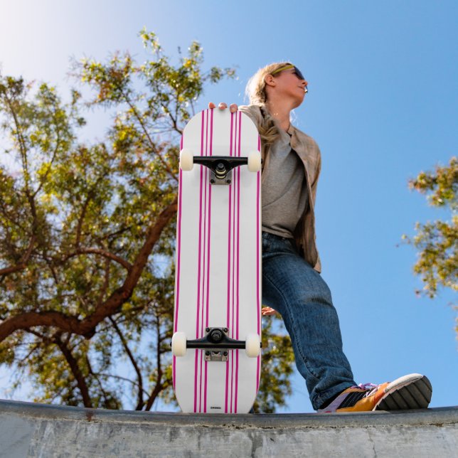 Skateboard White and Pink Stripe HAMbWG  (Outdoor 1)