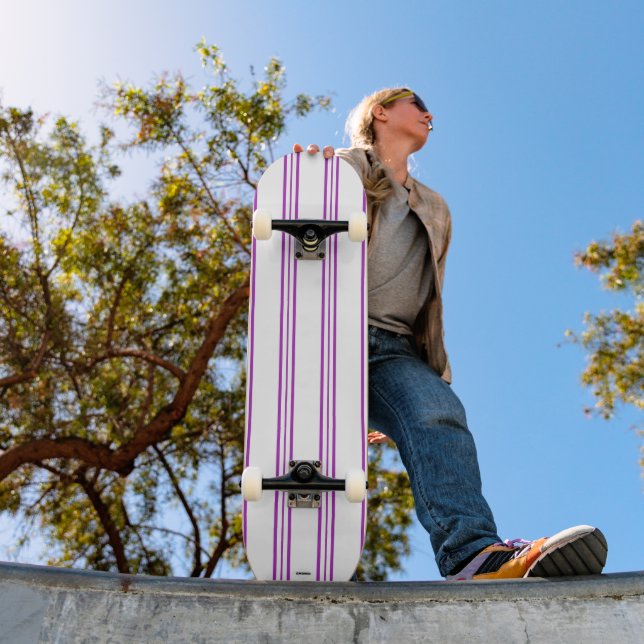 Skateboard White and Violet Stripe HAMbWG  (Outdoor 1)