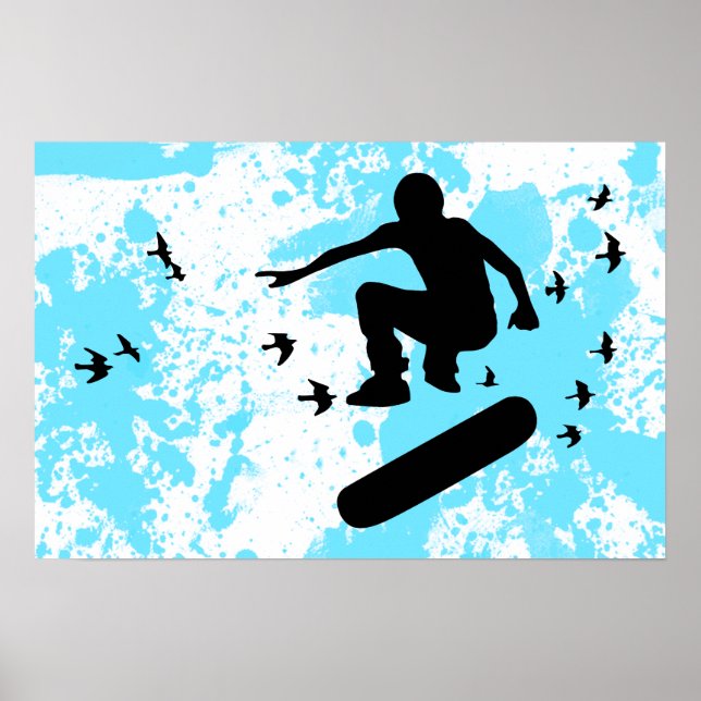 skateboard with birds poster (Front)