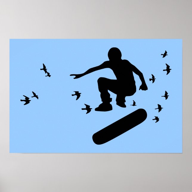 skateboard with birds poster (Front)