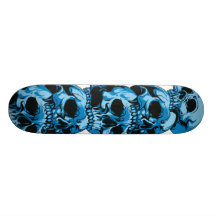 Skateboard with Blue Skulls Design