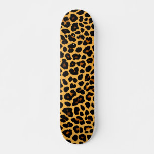 Skateboard with Bold Leather Cheetah Design