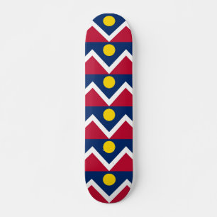 Skateboard with flag of Denver, Colorado