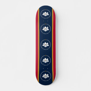 Skateboard with flag of Mississippi State, USA
