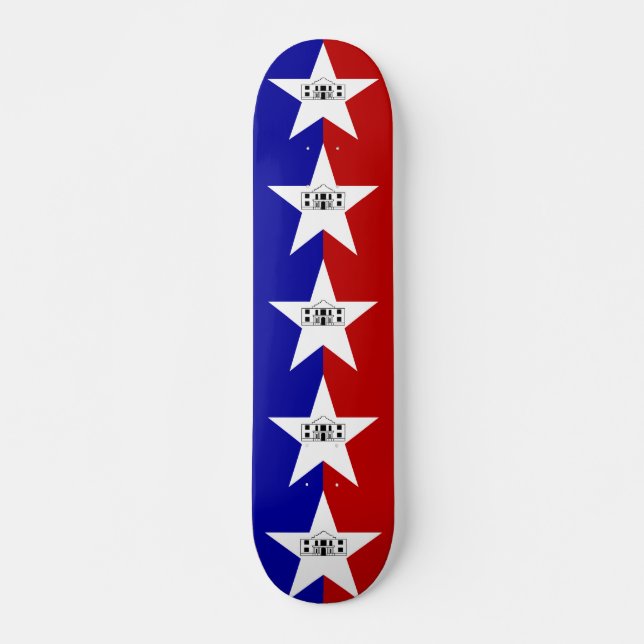 Skateboard with flag of San Antonio, USA (Front)