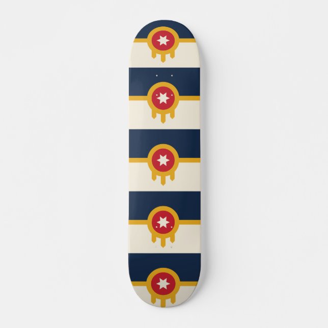 Skateboard with flag of Tulsa, Oklahoma (Front)