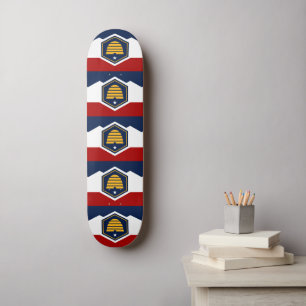 Skateboard with flag of Utah, USA