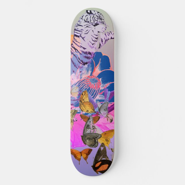 SKATEBOARD WITH JAPANESE TIGER AND FLOWER (Front)