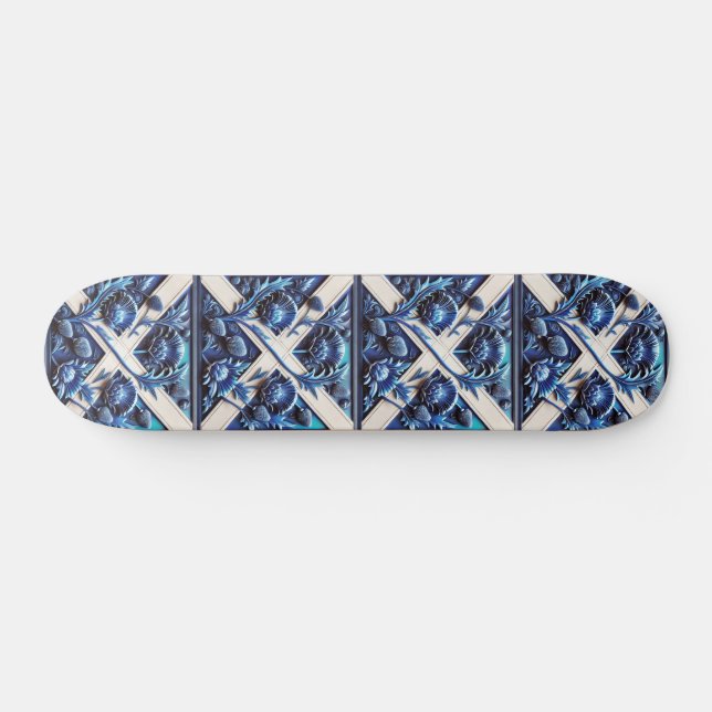 Skateboard with Scottish Thistles Design (Horz)