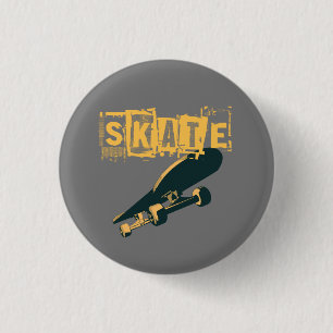 Skateboard with Skate Text  3 Cm Round Badge