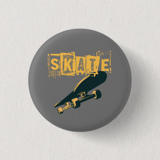 Skateboard with Skate Text  3 Cm Round Badge