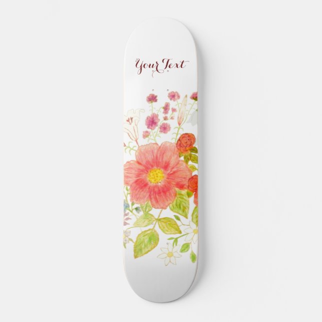 Skateboard with Summer Flowers (Front)