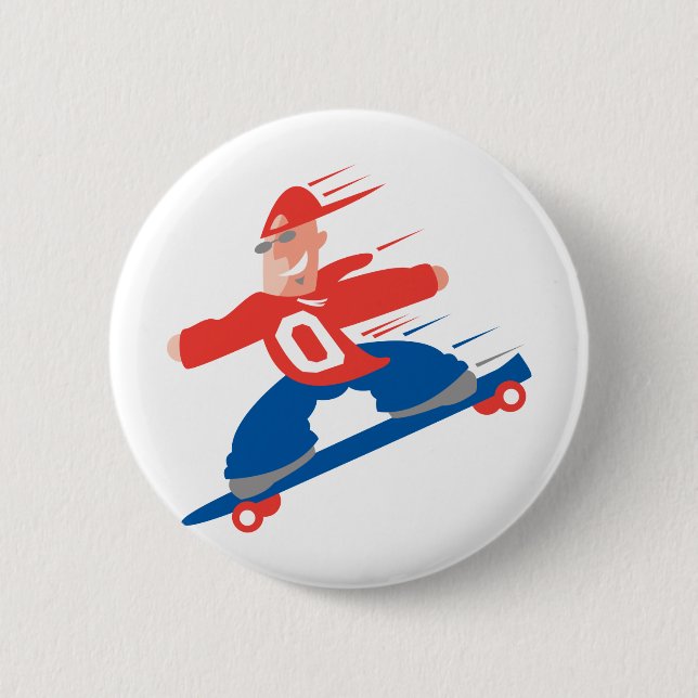 Skateboarder 6 Cm Round Badge (Front)
