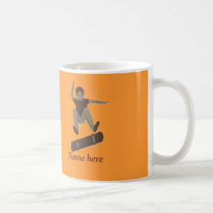 Skateboarder and name on mugs