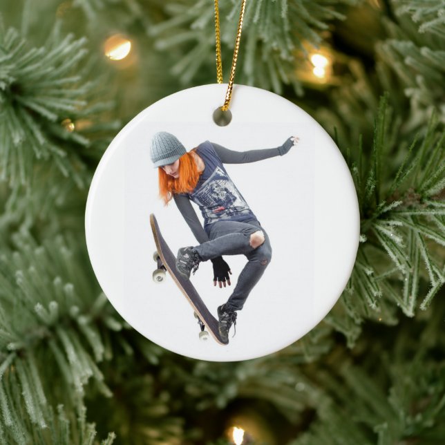 Skateboarder Ceramic Tree Decoration (Tree)