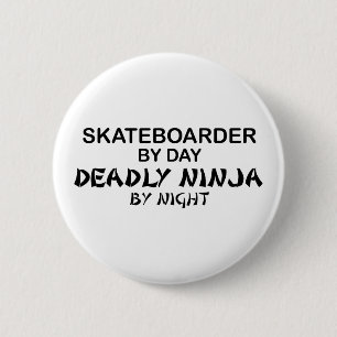 Skateboarder Deadly Ninja by Night 6 Cm Round Badge