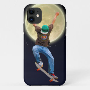 Skateboarder & Full Moon Action Sports Art iPhone 11 Case