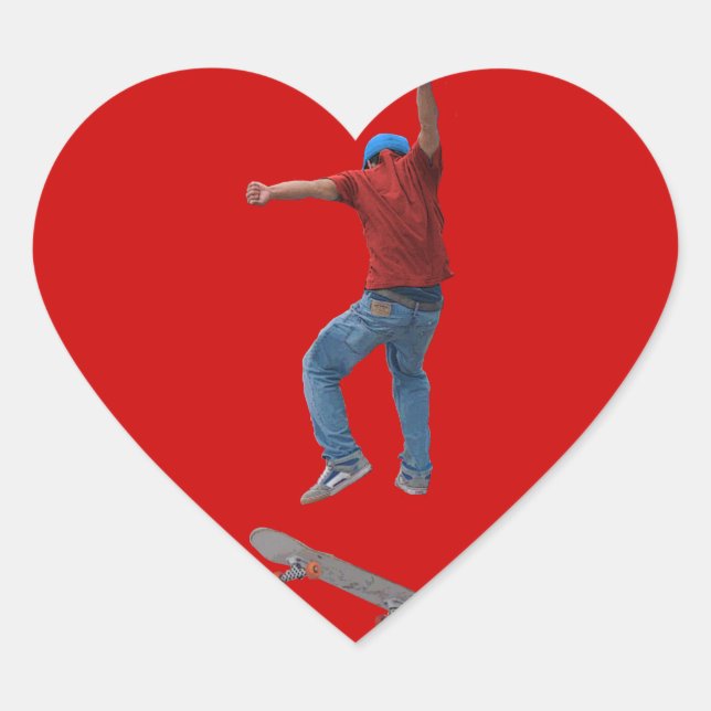 Skateboarder Get Some Air Action Street Kulcha Art Heart Sticker (Front)