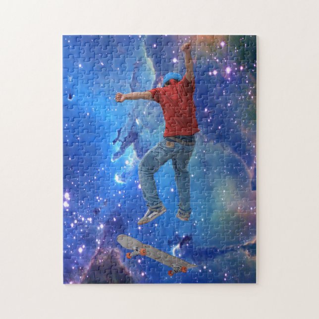 Skateboarder Get Some Air Action Street Kulcha Art Jigsaw Puzzle (Vertical)