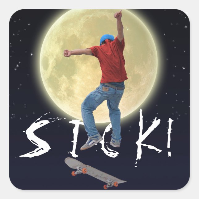 Skateboarder Get Some Air Action Street Kulcha Art Square Sticker (Front)