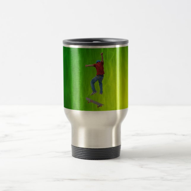 Skateboarder Get Some Air Action Street Kulcha Art Travel Mug (Center)