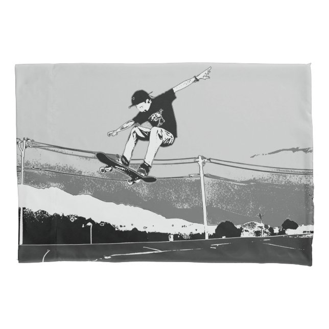 Skateboarder Getting Air - Skateboarder Design Pillowcase (Front)