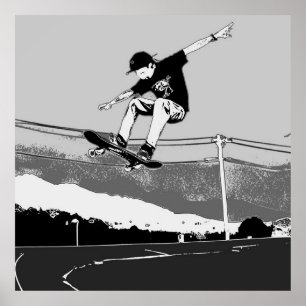Skateboarder Getting Air - Skateboarder Design Poster