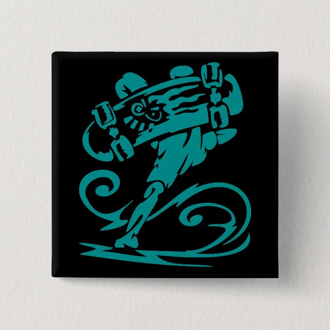 Skateboarder Handstand 15 Cm Square Badge (Front)