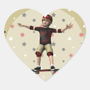 Skateboarder Heart Sticker