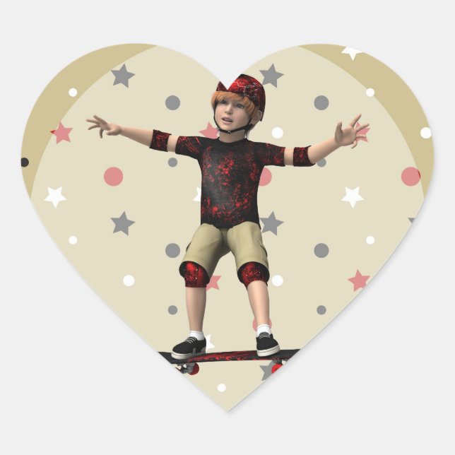 Skateboarder Heart Sticker (Front)